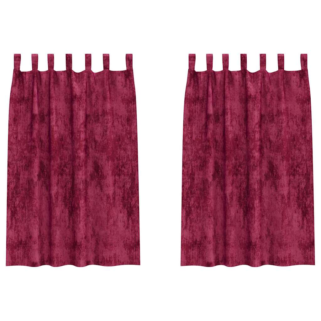 Curtain with Curtains 2 pcs Wine red 175 x 140 cm Velvet